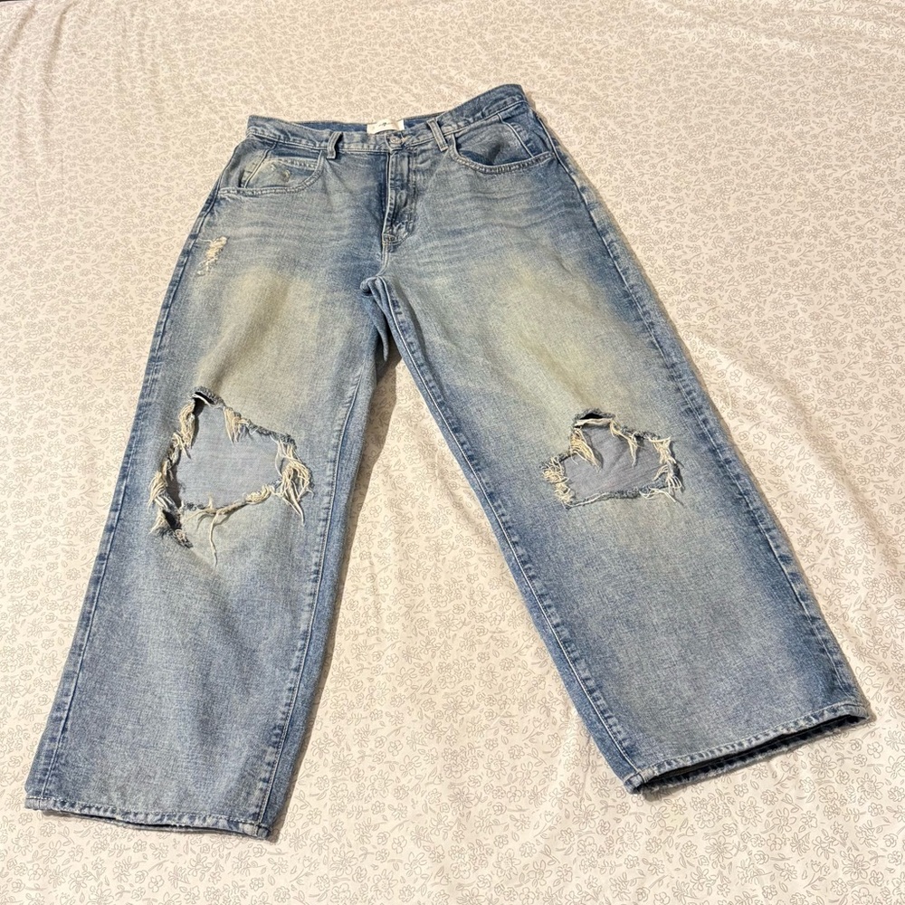 7 For All Mankind Relaxed Distressed Blue Jeans